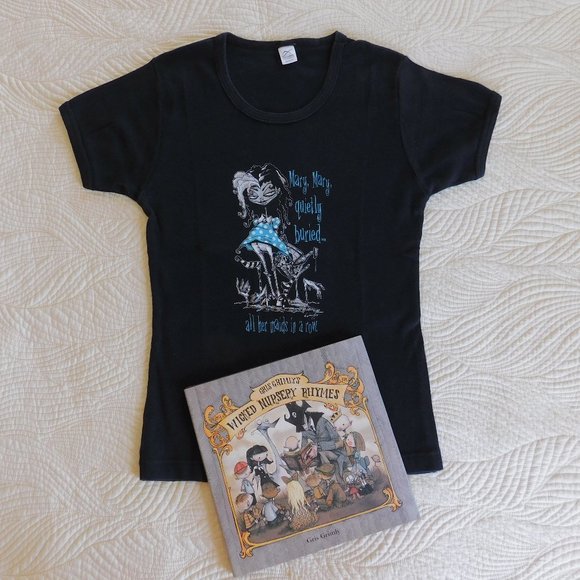 Rare Gris Grimly Wicked Nursery Rhyme Mistress Mary Hot Topic style goth T shirt - Picture 7 of 15